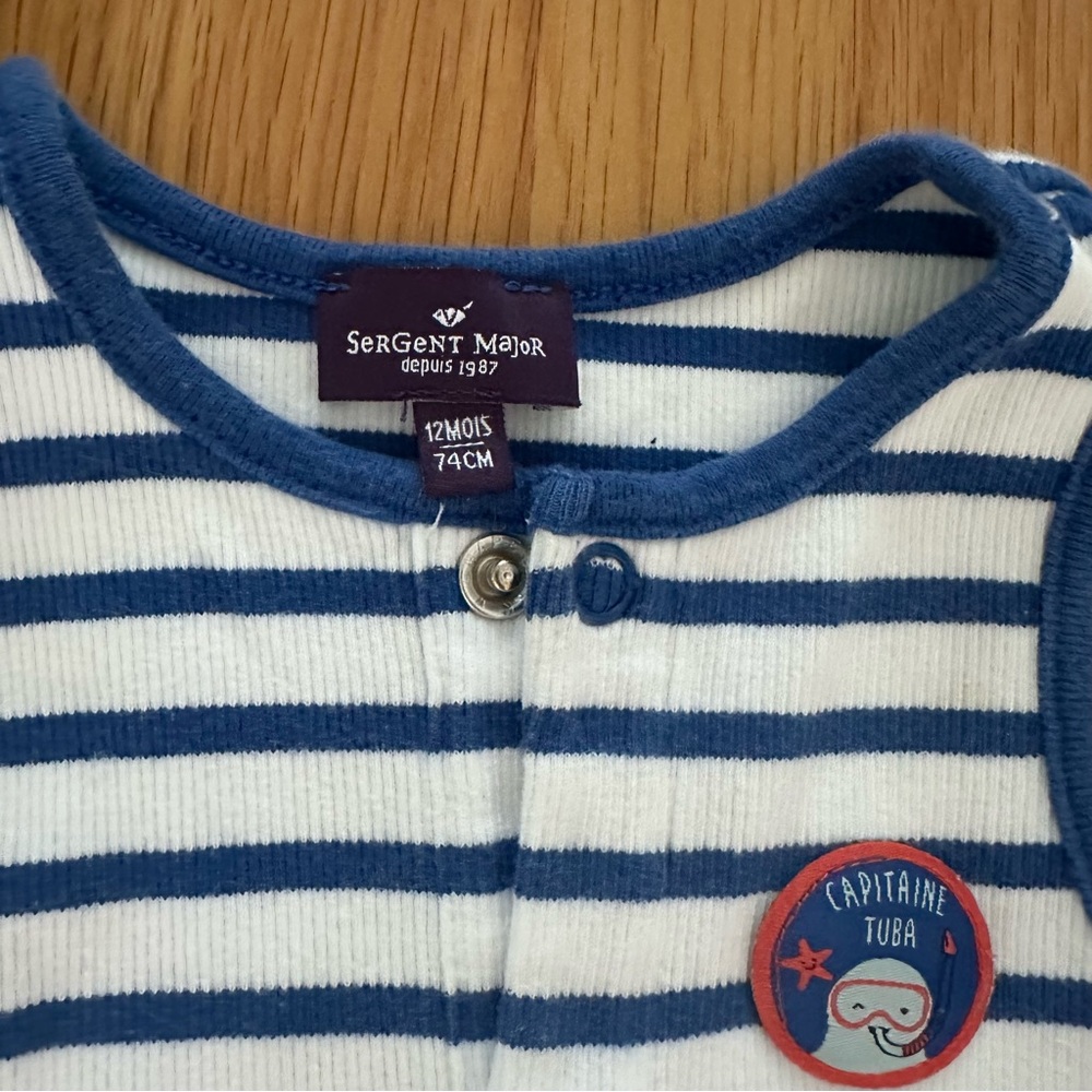 Sergent Major (French) Striped Baby Romper - Picture 2 of 2